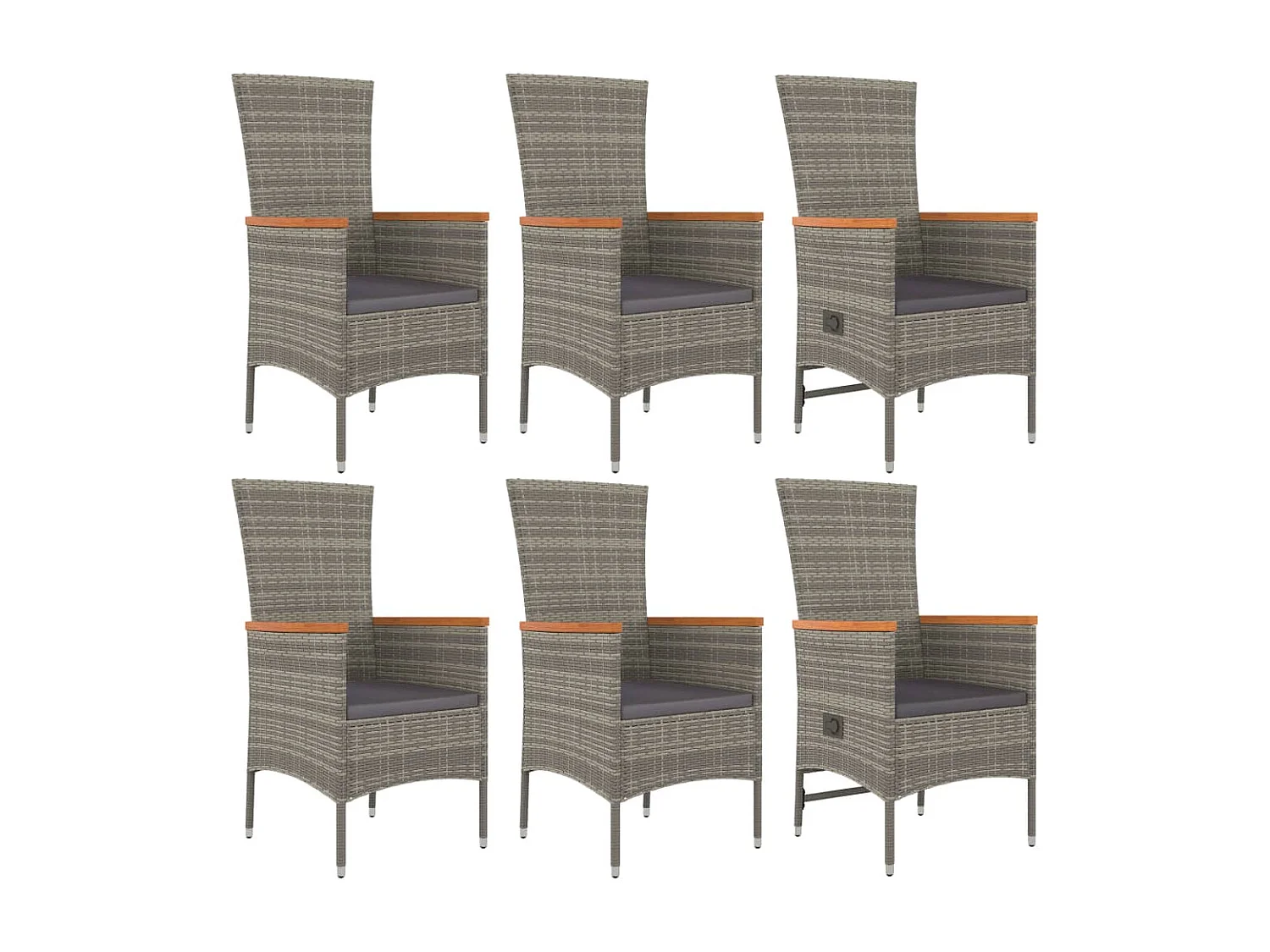 Ensemble à manger de jardin et coussins 7 pcs gris rotin