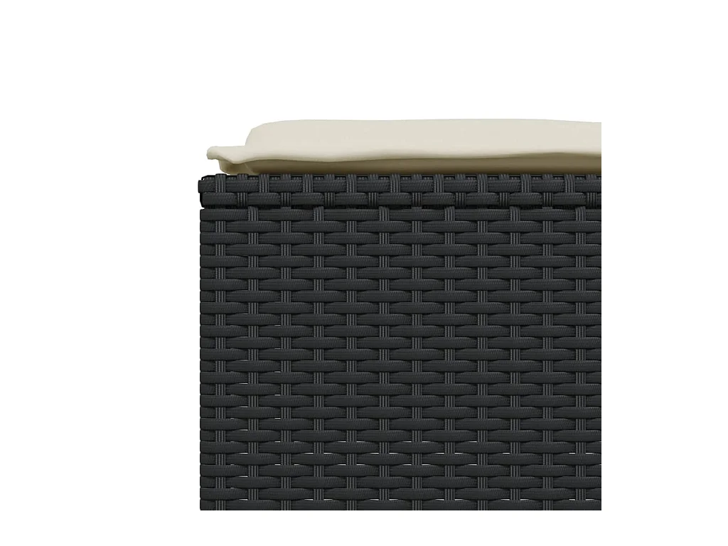 5-delige Loungeset met kussens poly rattan zwart