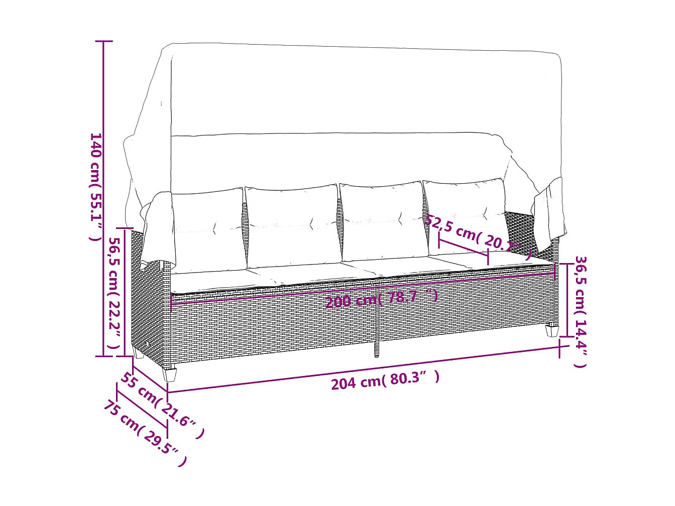 5-tlg. Garten-Sofagarnitur mit Kissen Schwarz Poly Rattan