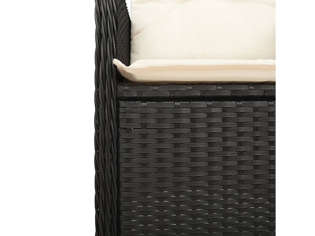 Set da Bistrò da Giardino 11 pz con Cuscini Nero in Polyrattan