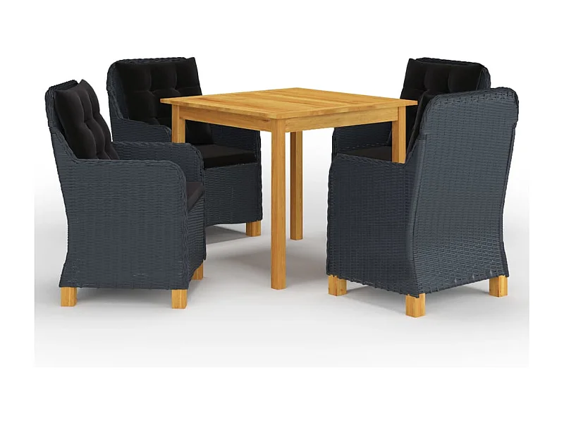 Ensemble à manger de jardin 5 pcs Gris foncé