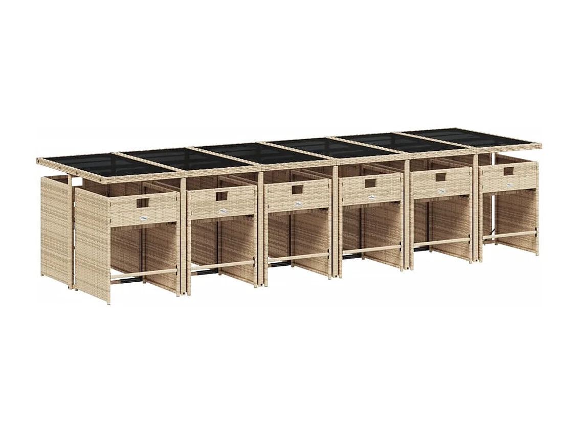 Ensemble à manger de jardin et coussins 13 pcs beige