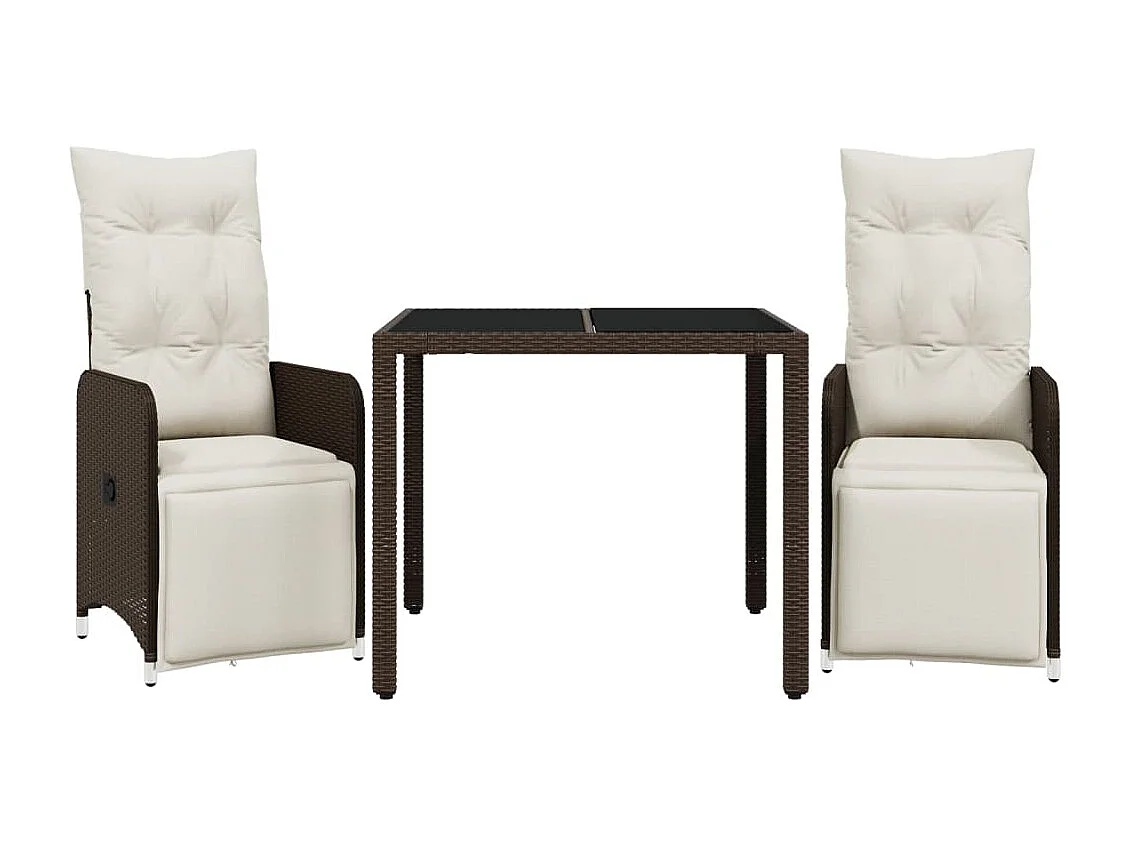 Ensemble de bistro de jardin 3 pcs coussins marron poly rotin