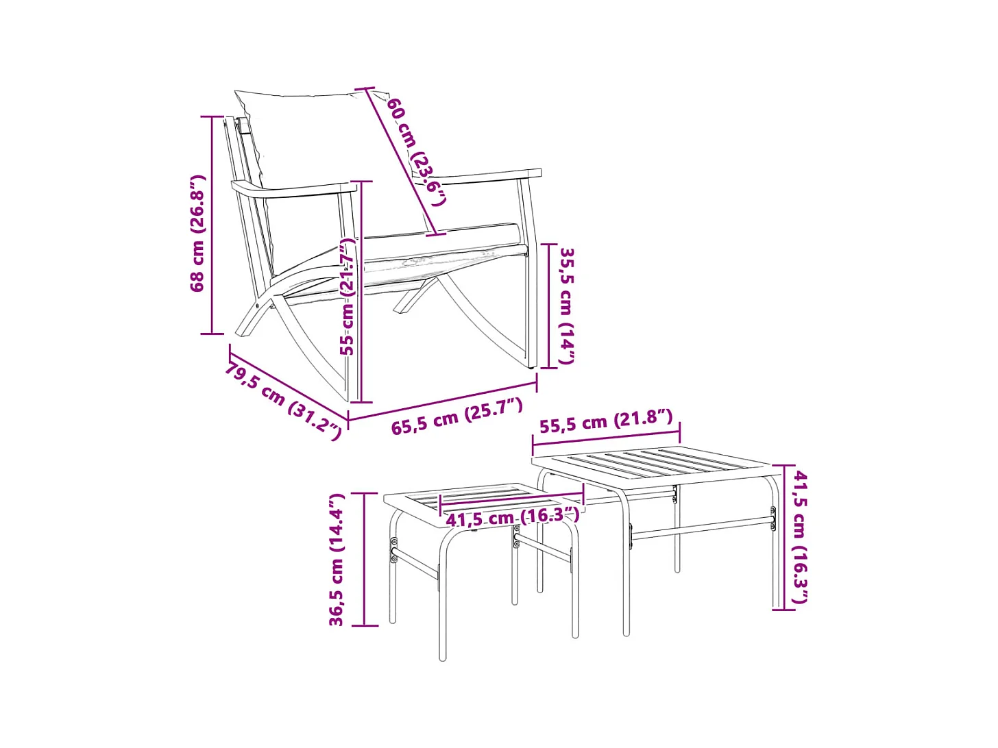 Ensemble de meubles de balcon 4 pcs avec coussins acier noir