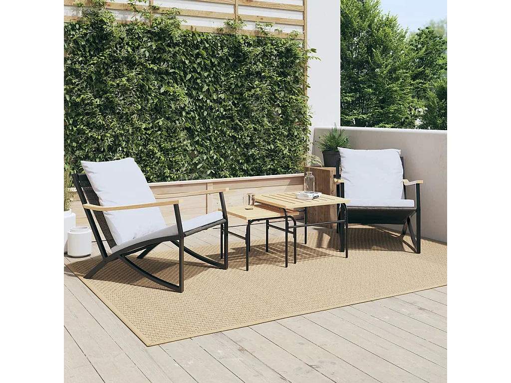 Ensemble de meubles de balcon 4 pcs avec coussins acier noir