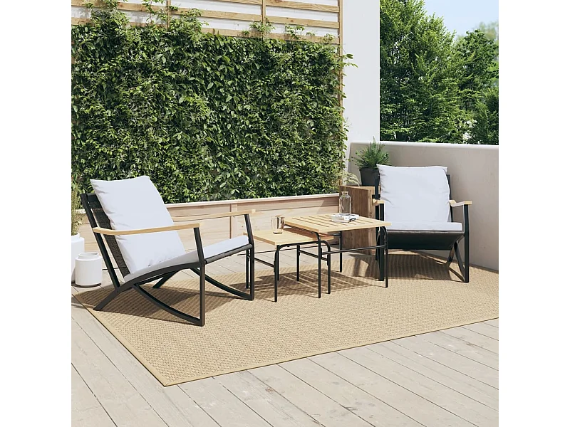 Ensemble de meubles de balcon 4 pcs avec coussins acier noir