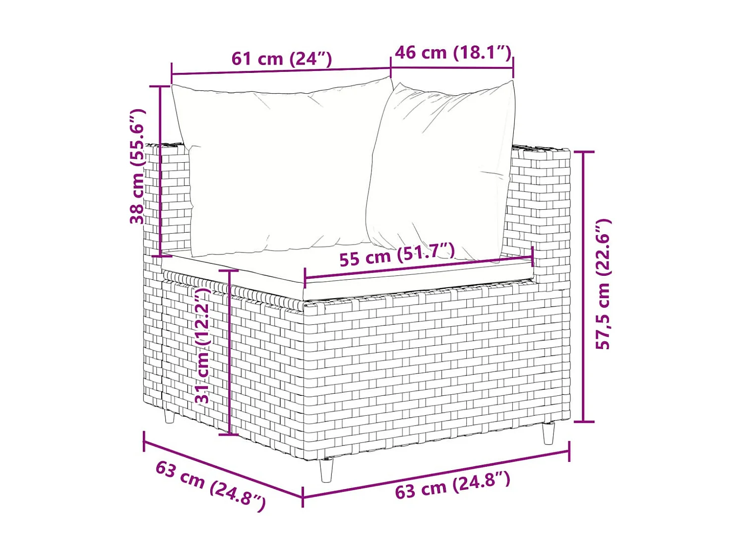 Set de muebles de jardín 5 pzas y cojines ratán sintético gris