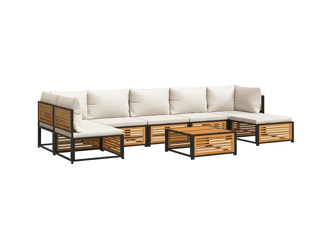 Salon de jardin avec coussins 8 pcs bois massif d'acacia