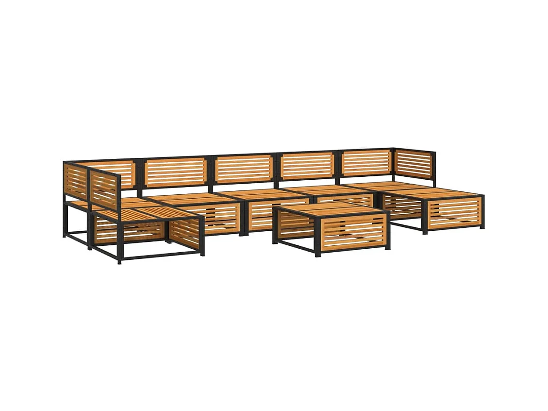 Salon de jardin avec coussins 8 pcs bois massif d'acacia