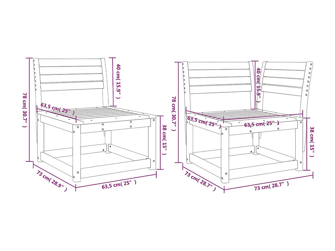 Salon de jardin 5 pcs bois massif de douglas