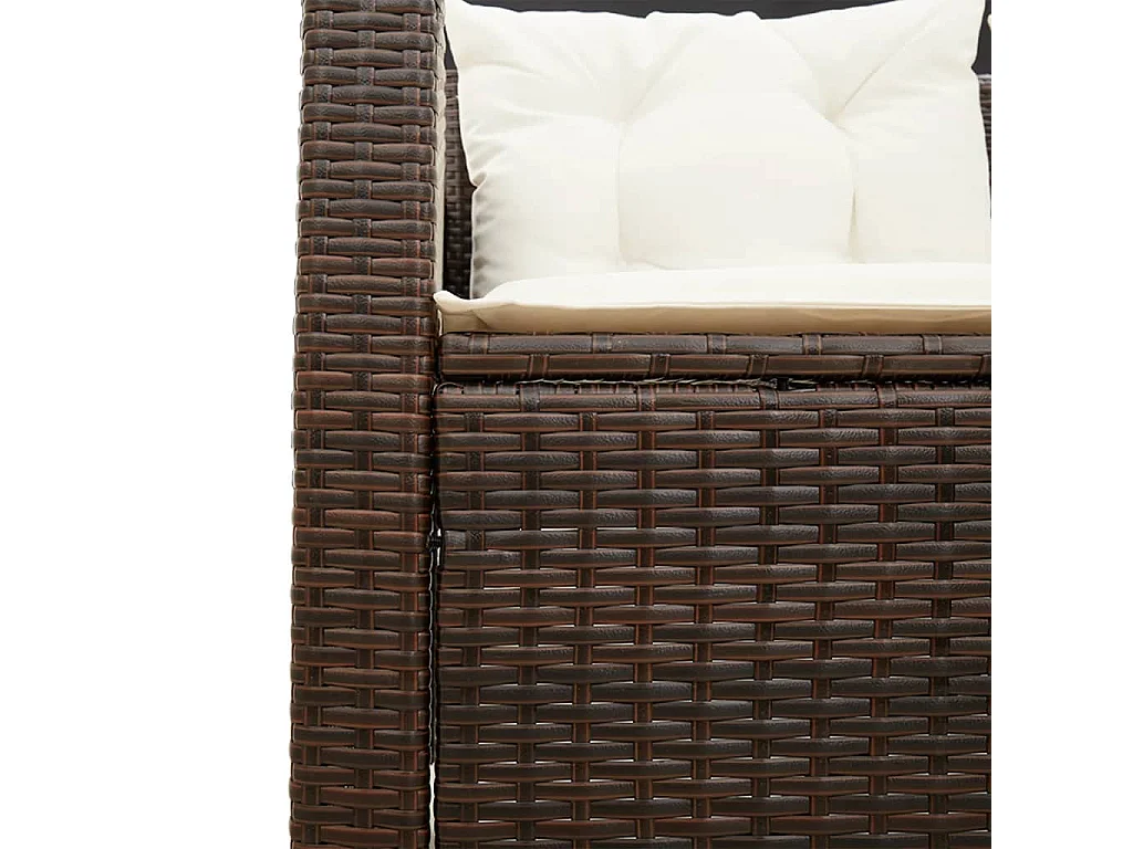 Canapé de jardin avec table et coussins en forme de L marron