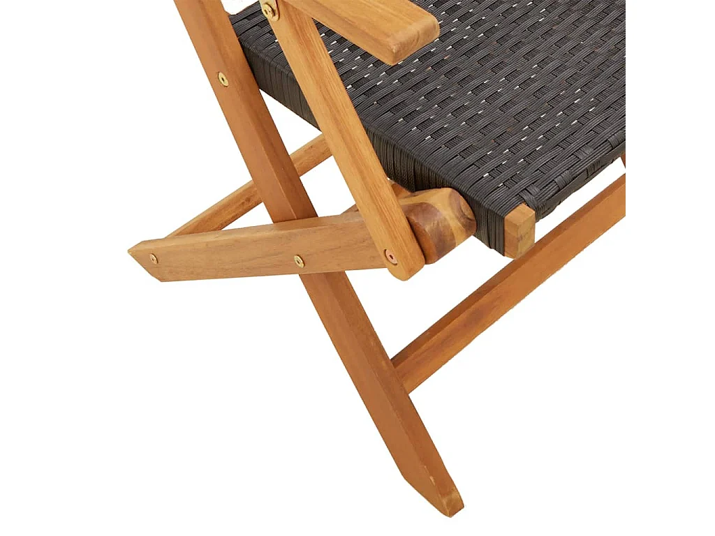 3-tlg. Bistro-Set Schwarz Poly Rattan und Massivholz