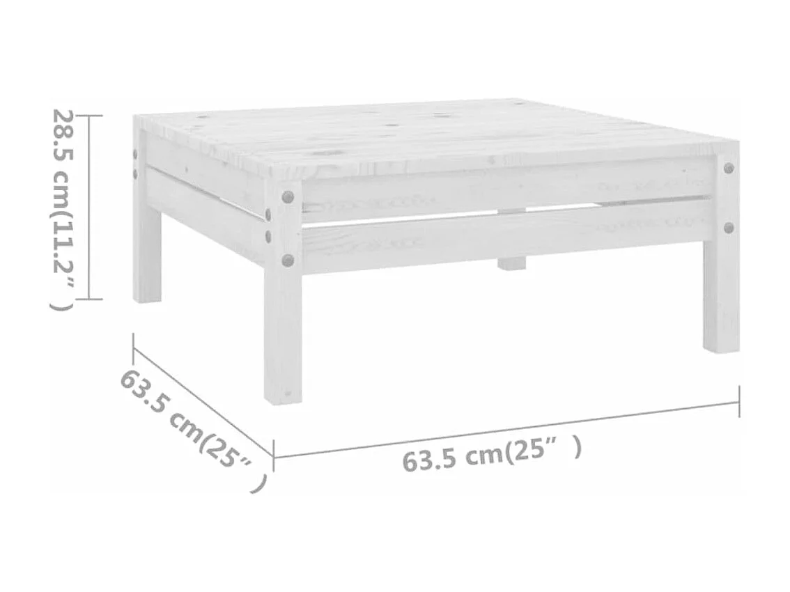 Salon de jardin 9 pcs blanc bois de pin massif