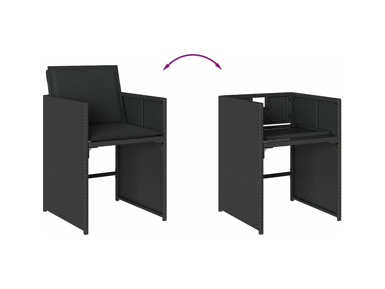 15-delige Tuinset met kussens poly rattan zwart