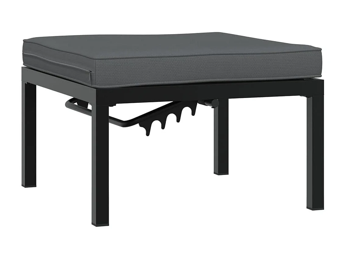 Salon de jardin 3 pcs avec coussins noir aluminium