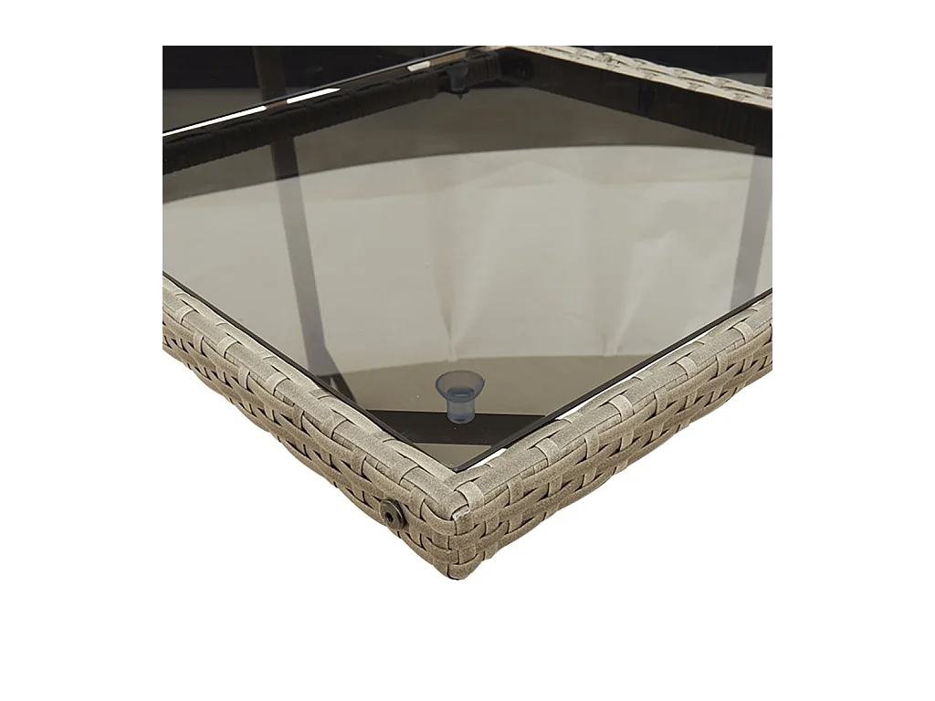 Set comedor jardín 7 pzas y cojines ratán sintético gris