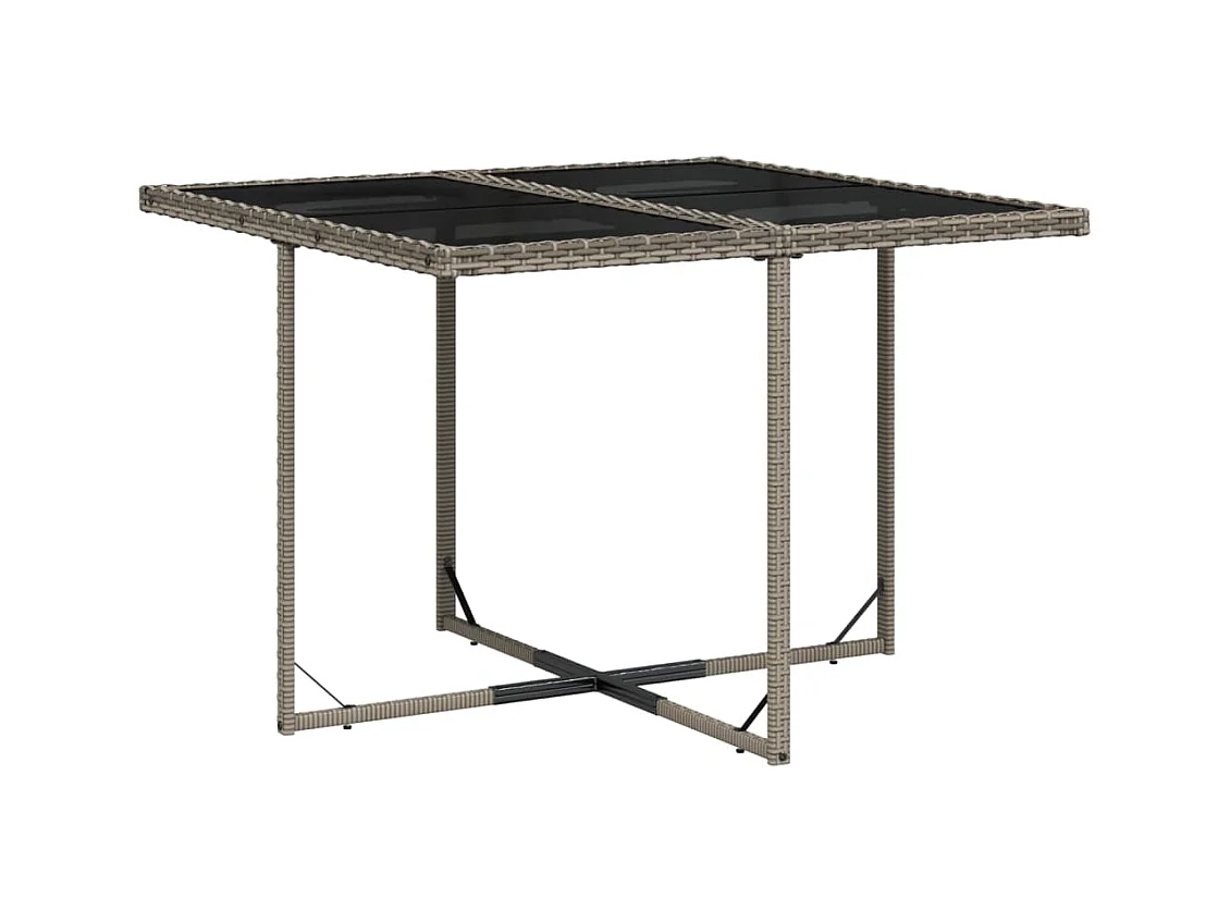 Set comedor jardín 7 pzas y cojines ratán sintético gris