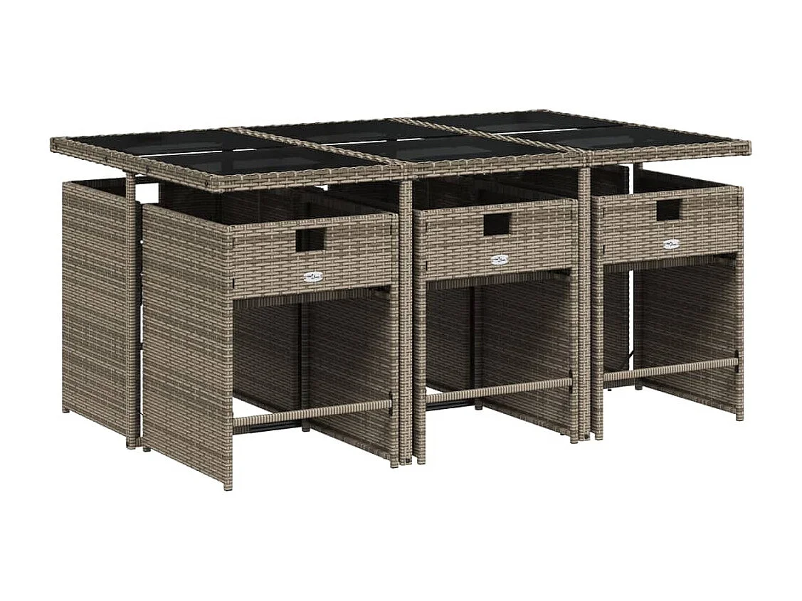 7-delige Tuinset met kussens poly rattan grijs