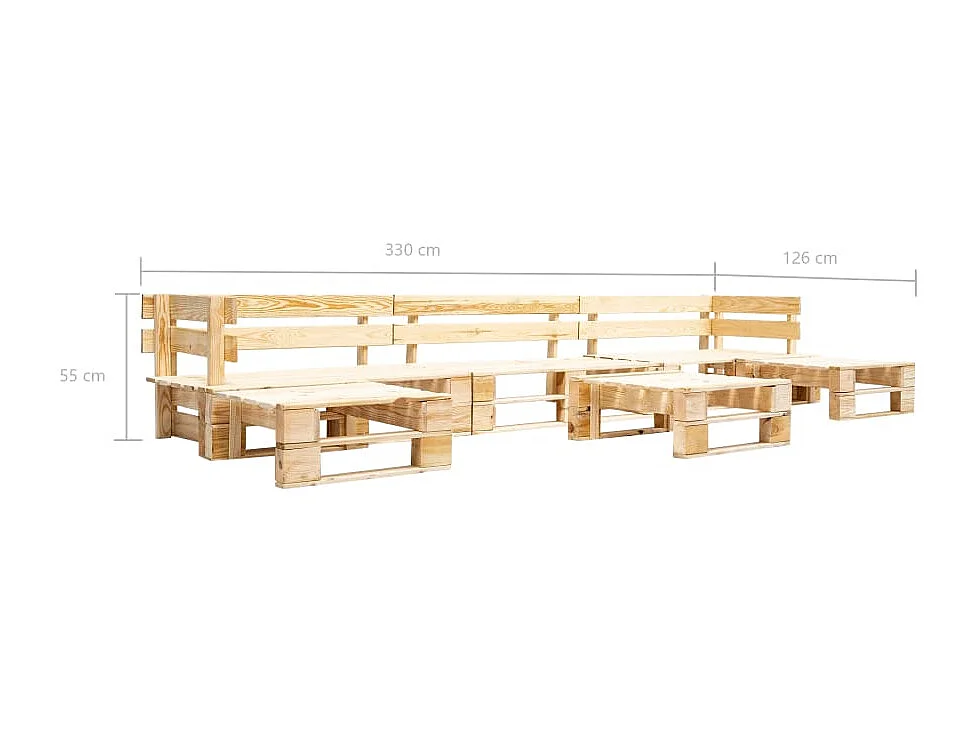 Sofás paletes jardim 6 pcs madeira natural