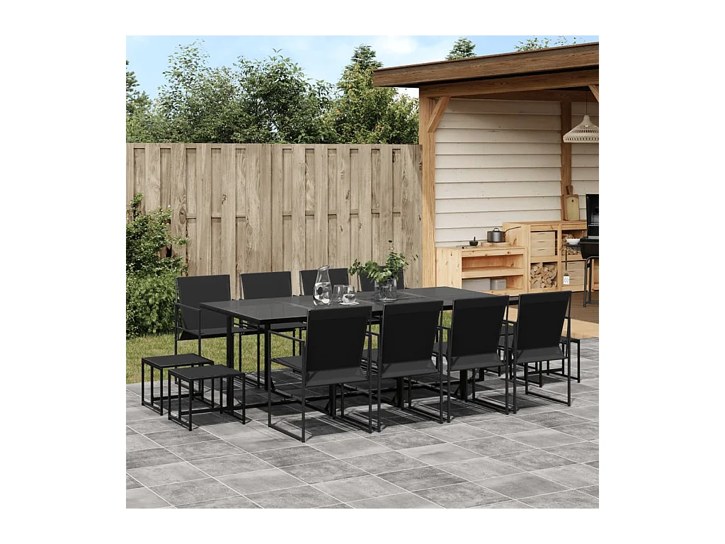 Set da Pranzo da Giardino 13 pz Nero in Textilene