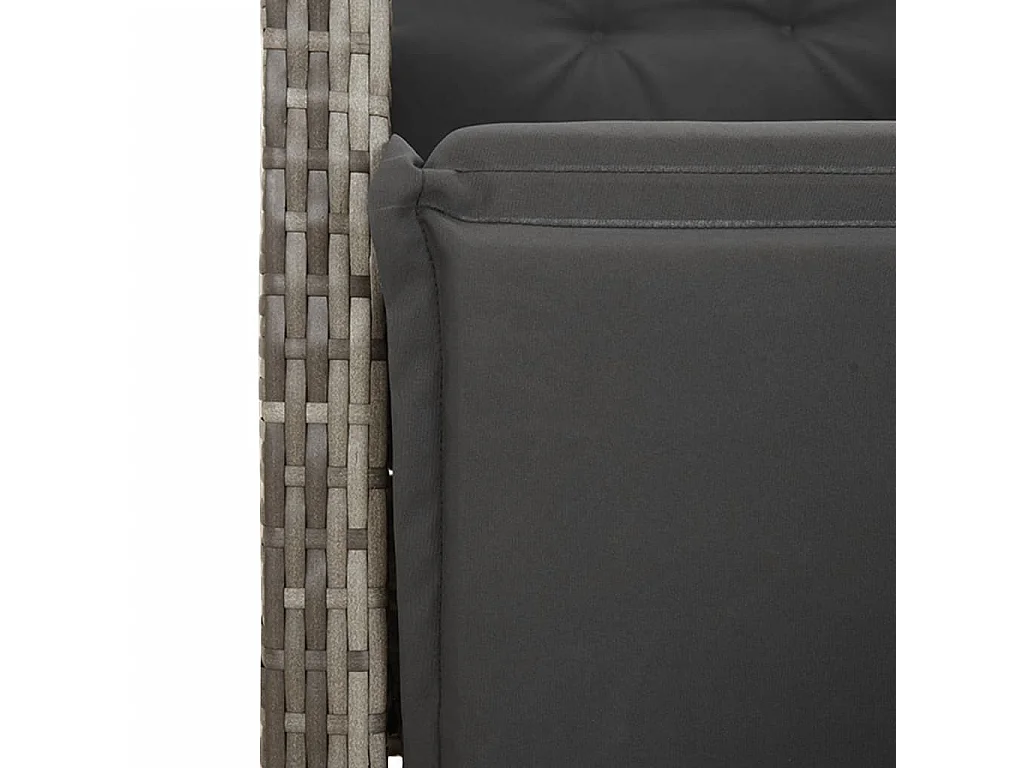 Ensemble de bistro de jardin 7 pcs coussins gris poly rotin