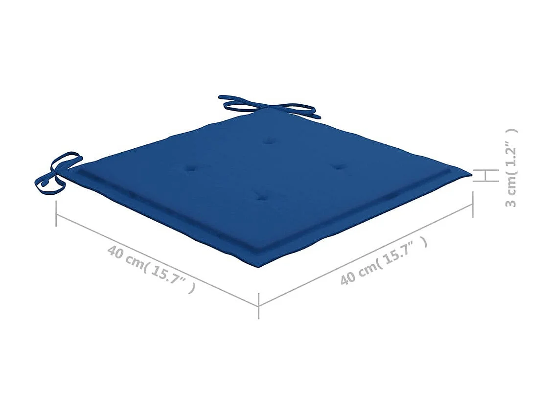 Ensemble à manger d'extérieur pliable avec coussin 3 pcs Teck