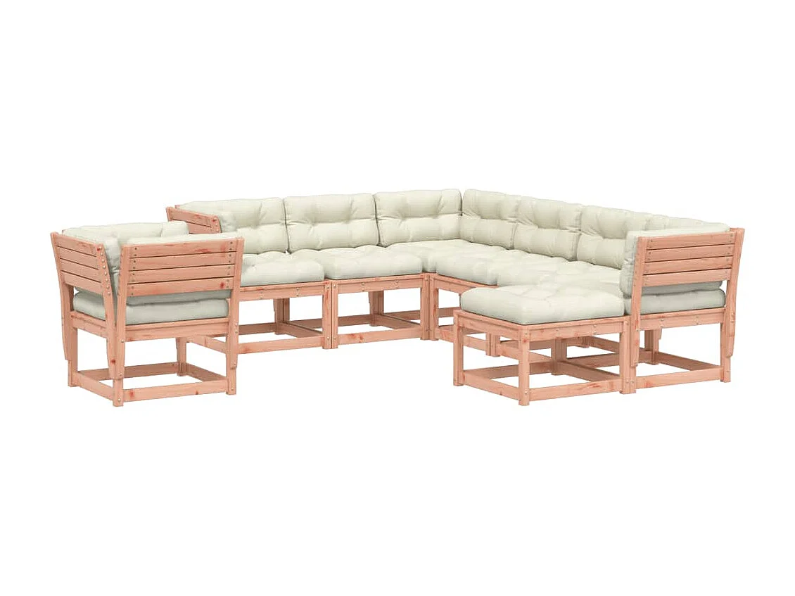 Salon de jardin 8 pcs avec coussins bois massif douglas