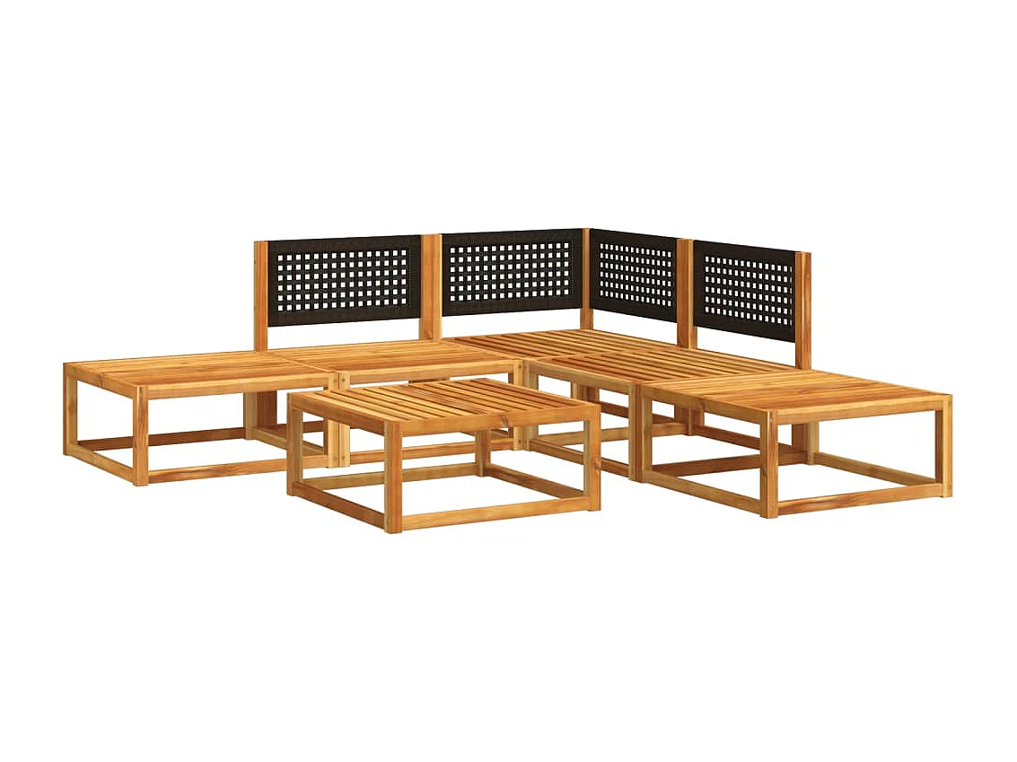 6 pcs conjunto de sofás de jardim com almofadões acácia maciça