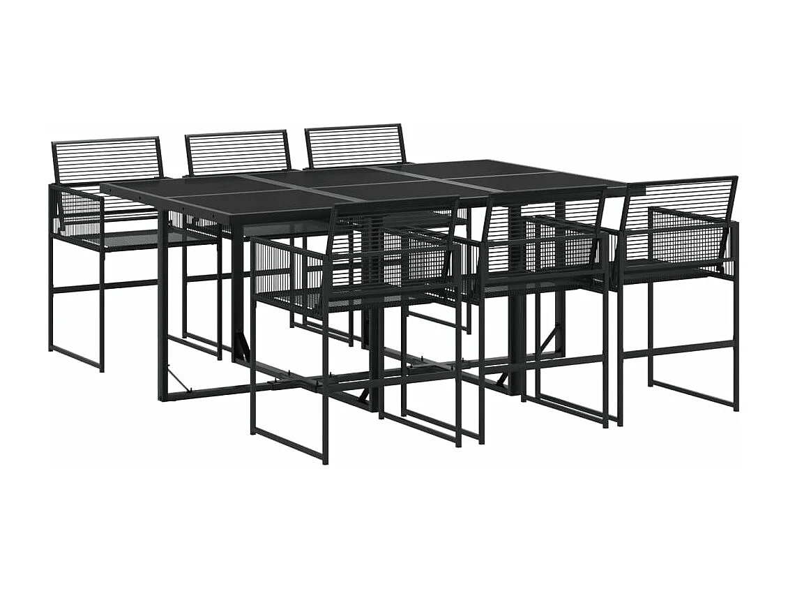 Ensemble à manger de jardin 7 pcs Noir Résine tressée