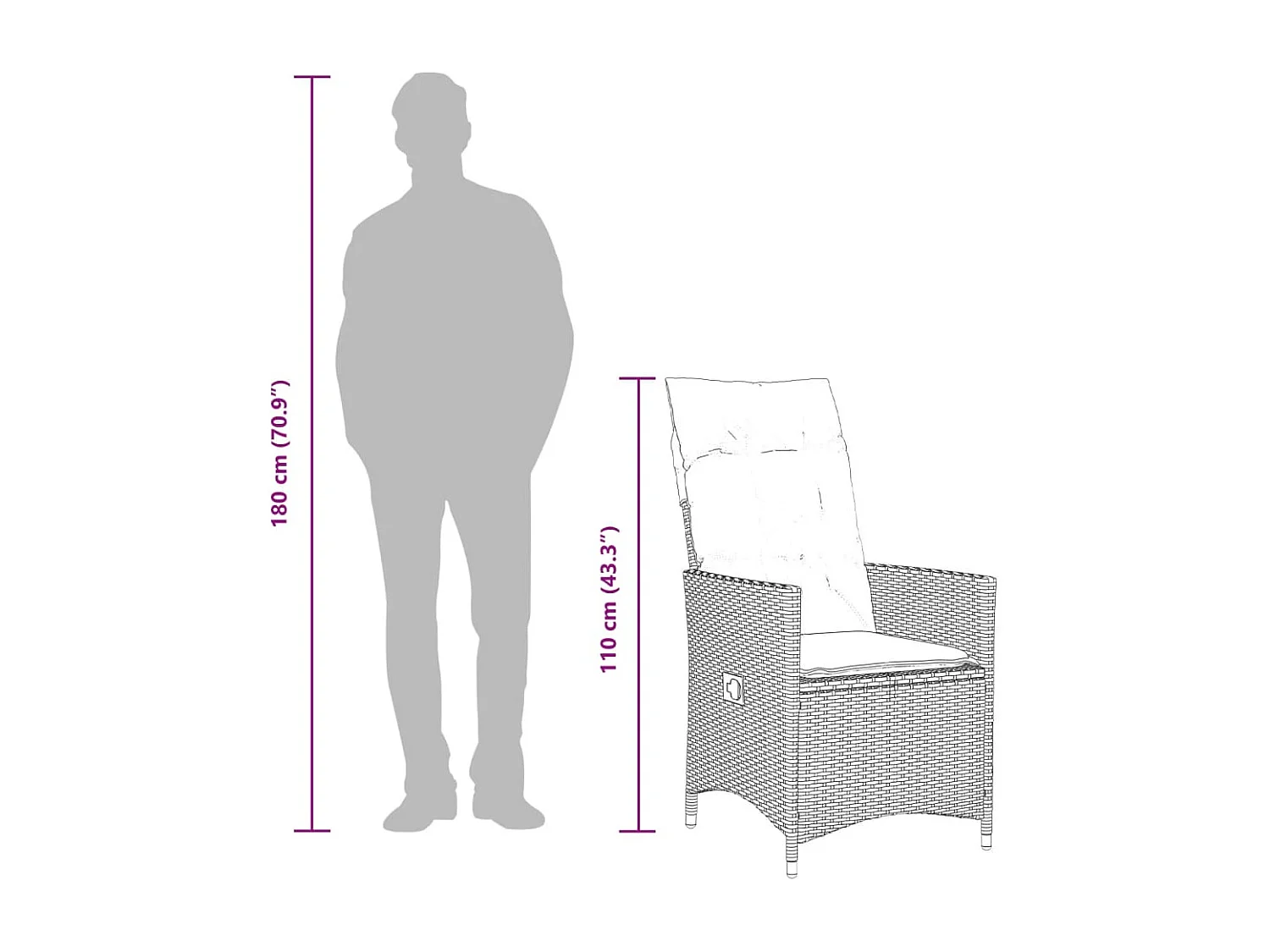 Set Bistrò da Giardino 9 pz con Cuscini in Polyrattan Marrone