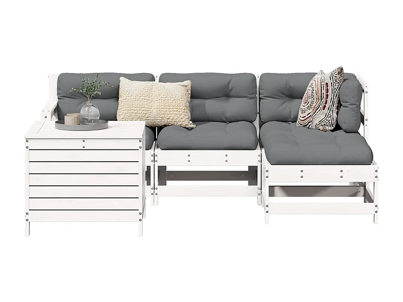 Set Salotto da Giardino 5 pz Bianco in Legno Massello di Pino