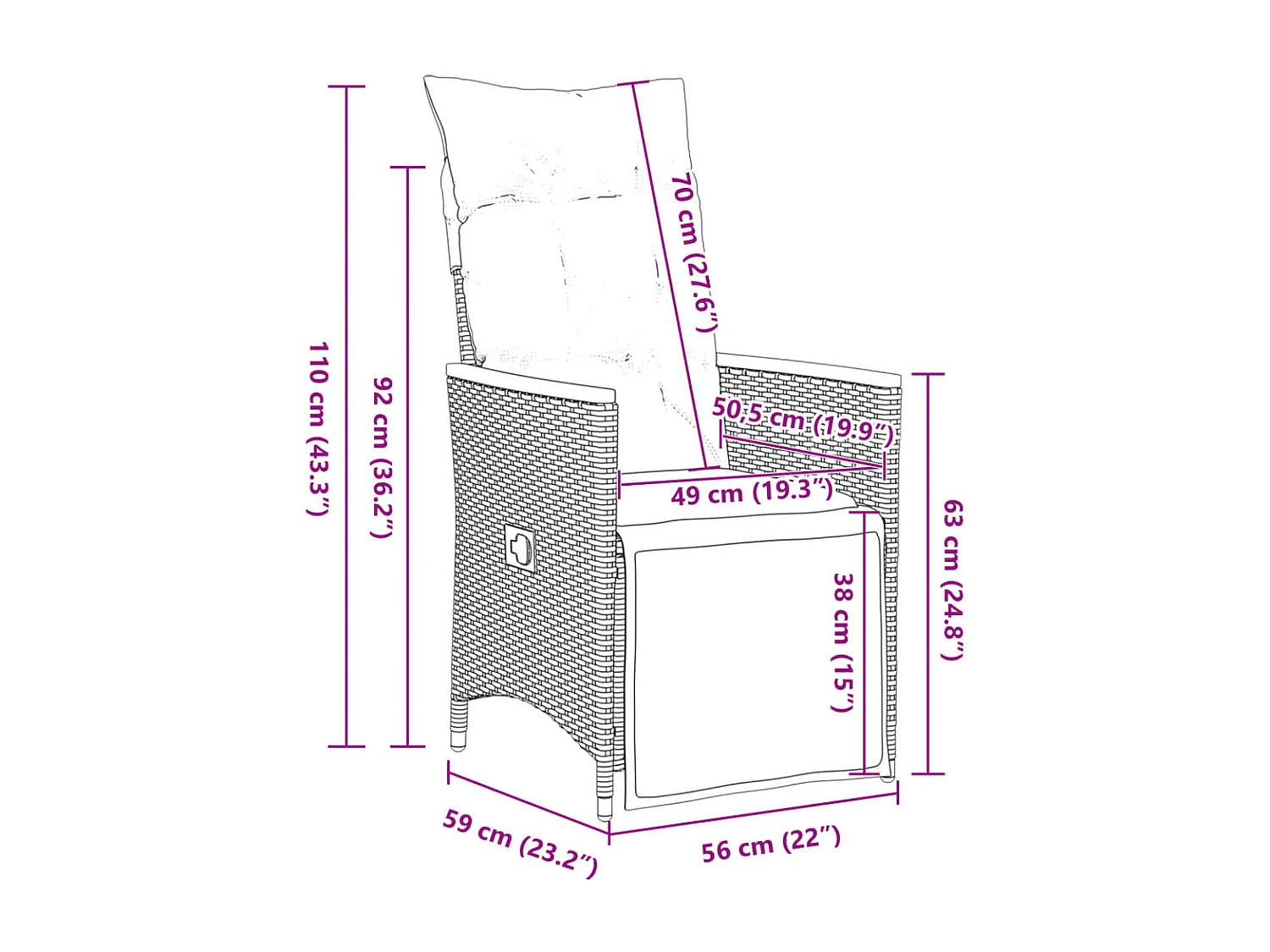 Set Bistrò da Giardino 9 pz con Cuscini in Polyrattan Grigio
