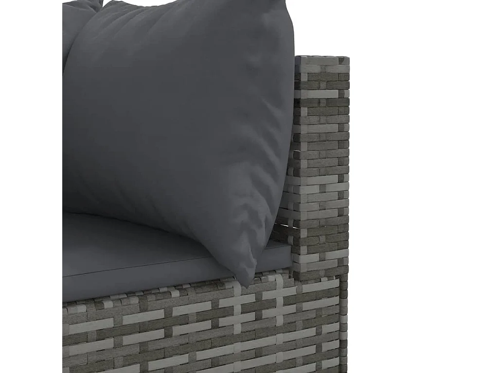 4-delige Loungeset met kussens poly rattan grijs
