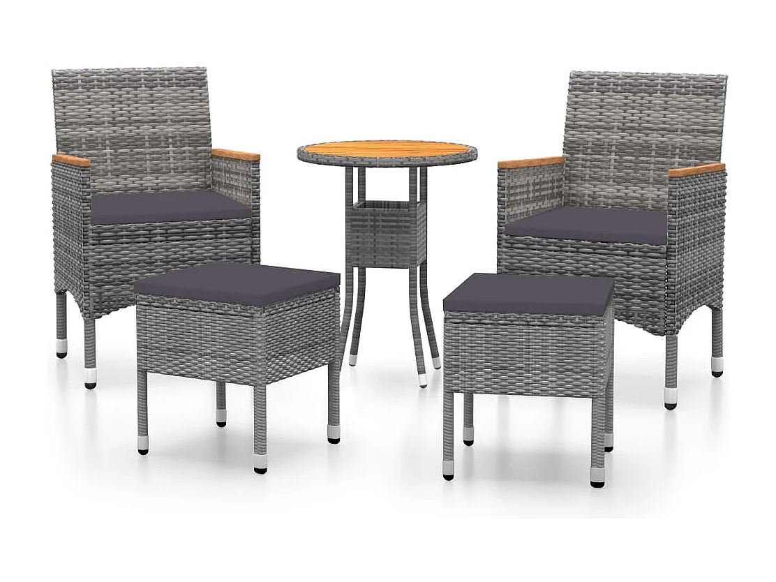 Set Divani da Giardino 5 pz in Polyrattan Grigio