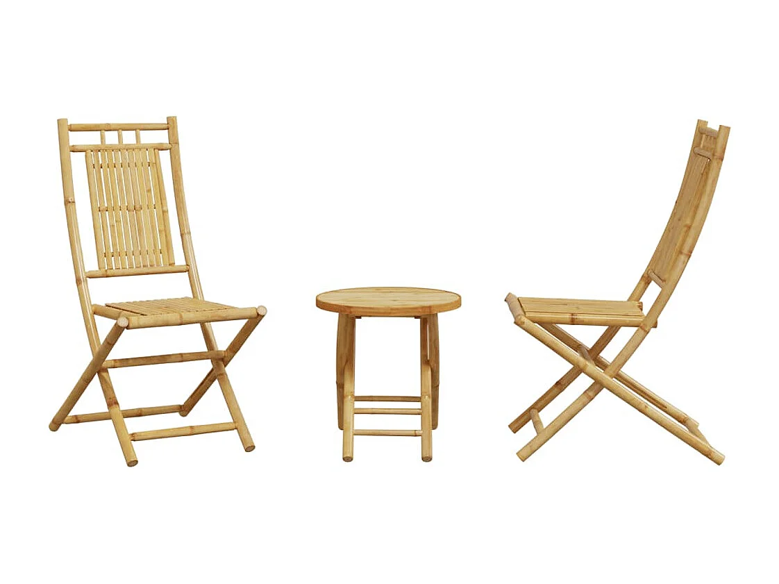 3-tlg. Bistro-Set Bambus