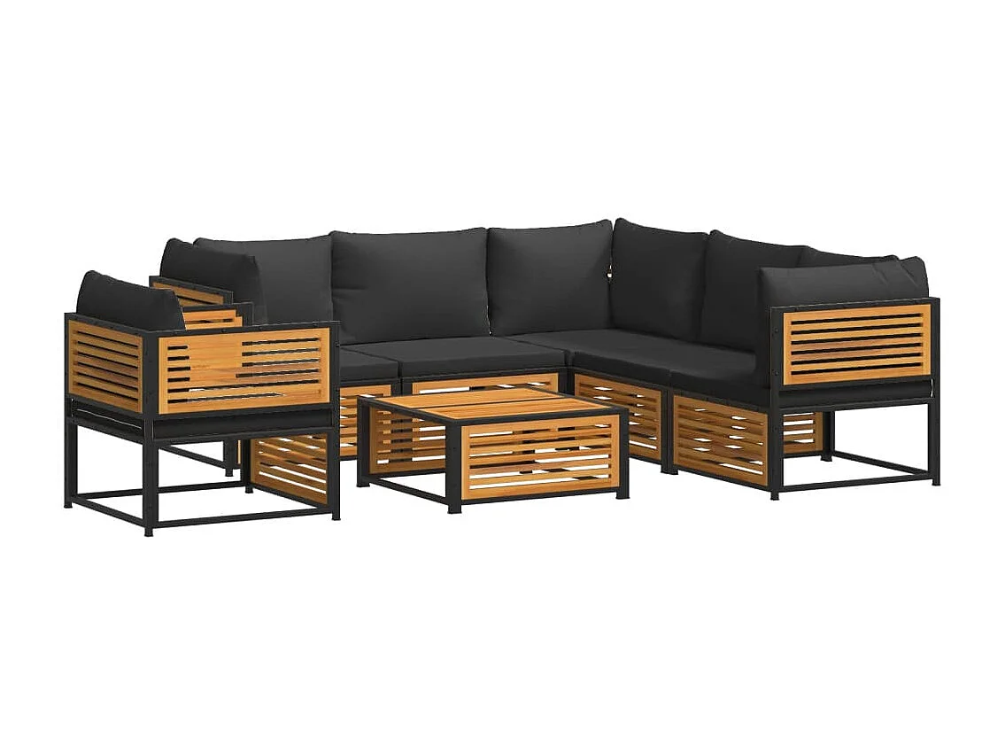 Set Divano da Giardino 7 pz con Cuscini Legno Massello Acacia