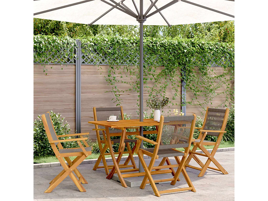 Set da Pranzo da Giardino 5 pz Polipropilene e Legno Massello
