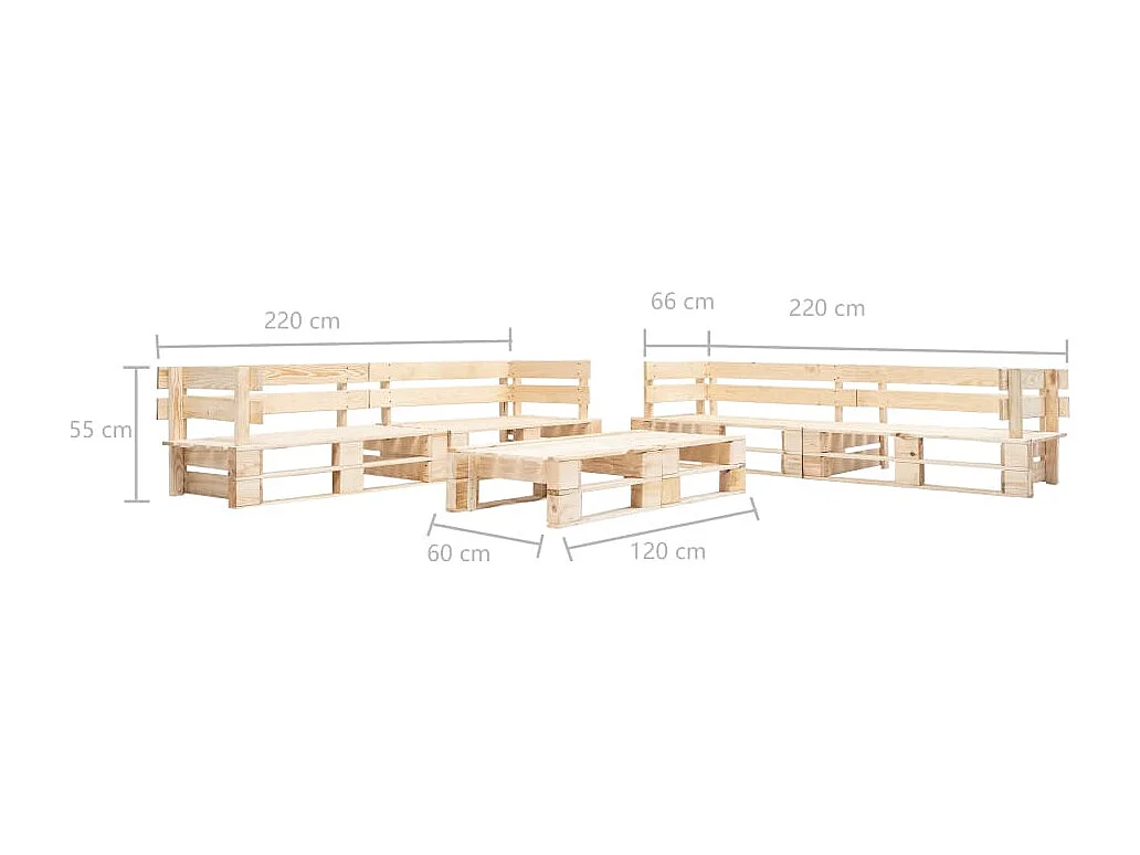 Set Divani da Giardino con Pallet 6 pz in Legno Naturale