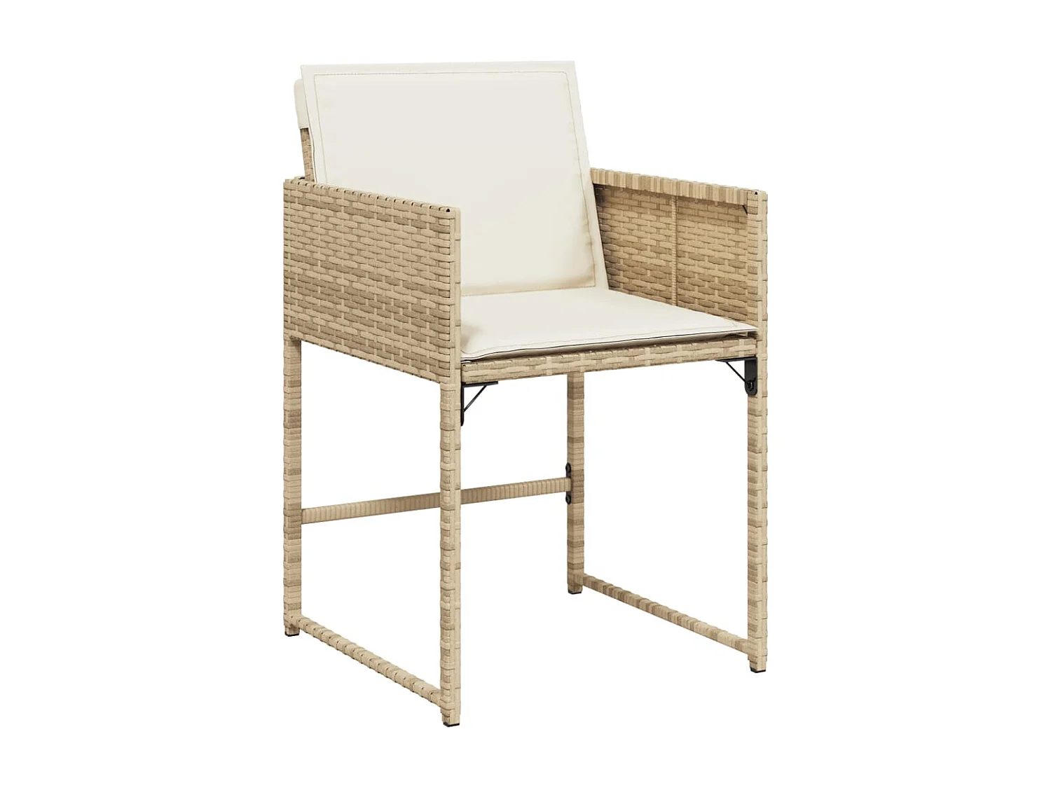 Set da Pranzo da Giardino 17 pz con Cuscini Beige in Polyrattan