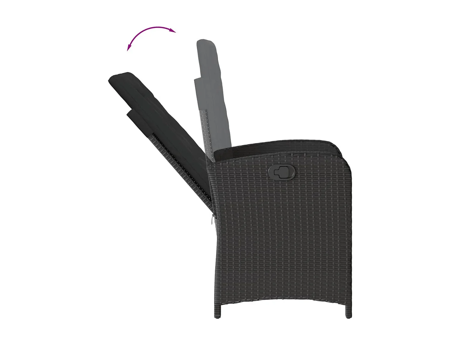 Set da Pranzo da Giardino 9 pz con Cuscini Nero in Polyrattan