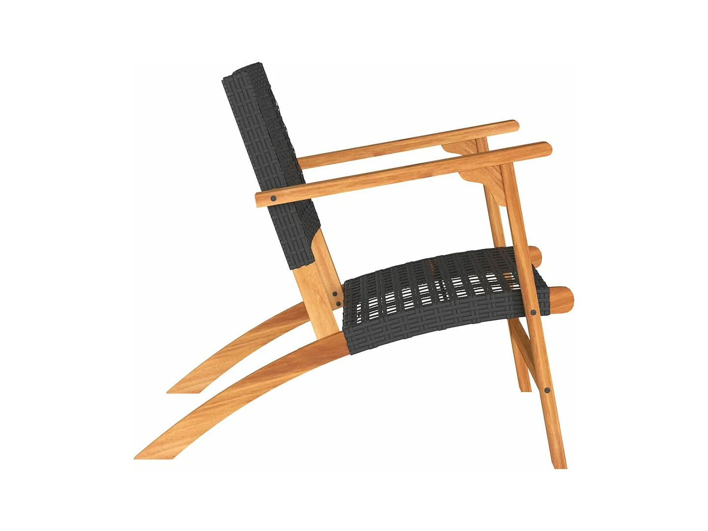 Sedie da Giardino 2pz Nere in Polyrattan e Legno di Acacia