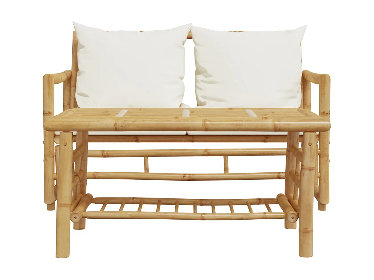 Set Divano da Giardino 2 pz con Cuscini in Bambù