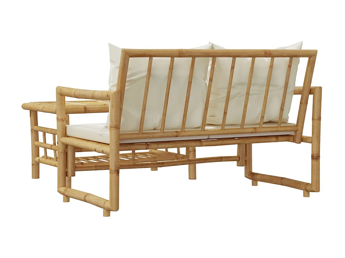 Set Divano da Giardino 2 pz con Cuscini in Bambù