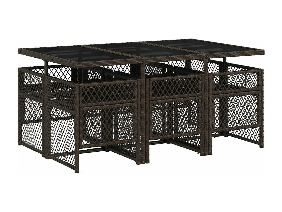 Ensemble à manger de jardin et coussins 7 pcs marron rotin