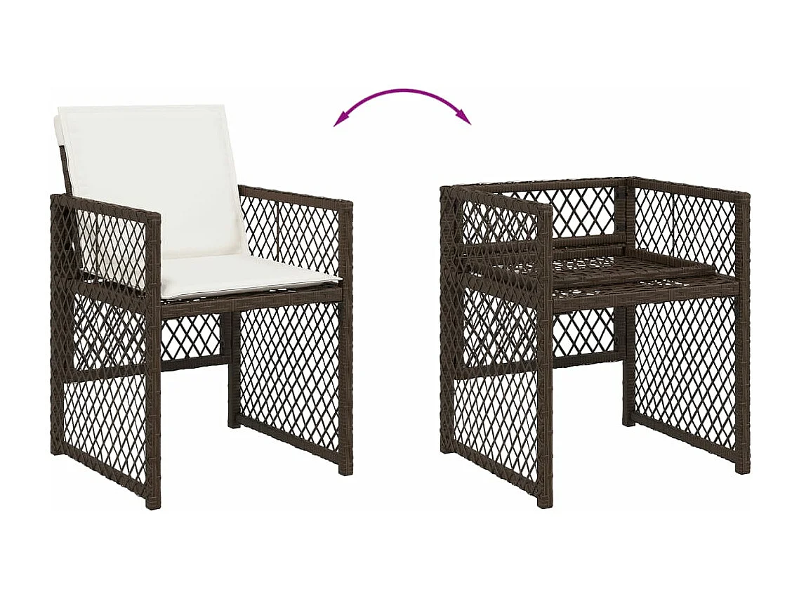 Ensemble à manger de jardin et coussins 7 pcs marron rotin