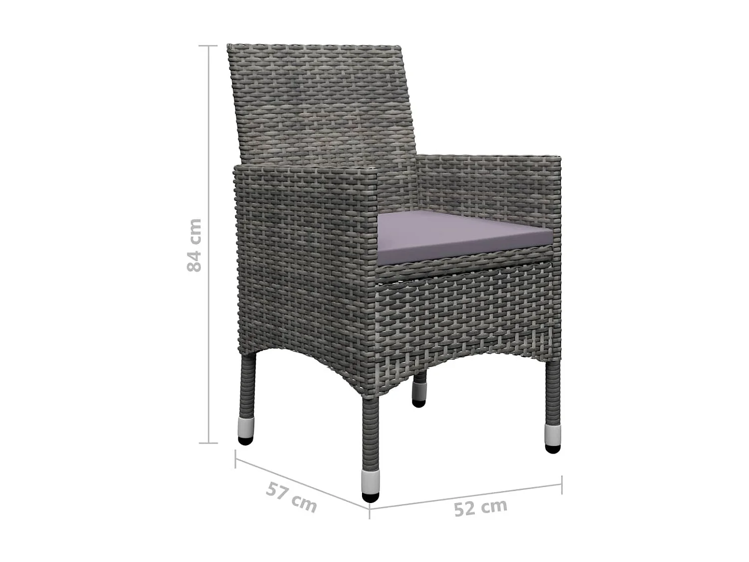 Set de comedor de jardín de 7 piezas gris