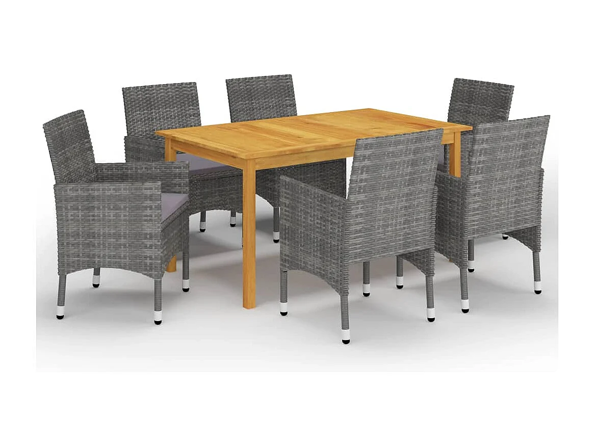 Ensemble à manger de jardin 7 pcs Gris