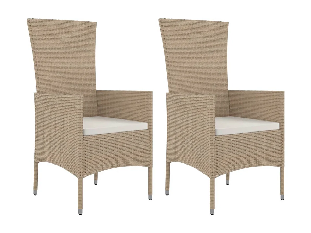 Ensemble à manger de jardin coussins 3 pcs Beige poly rotin