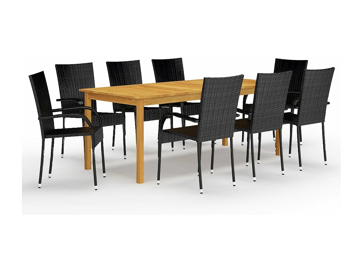 Ensemble à manger de jardin 9 pcs Noir