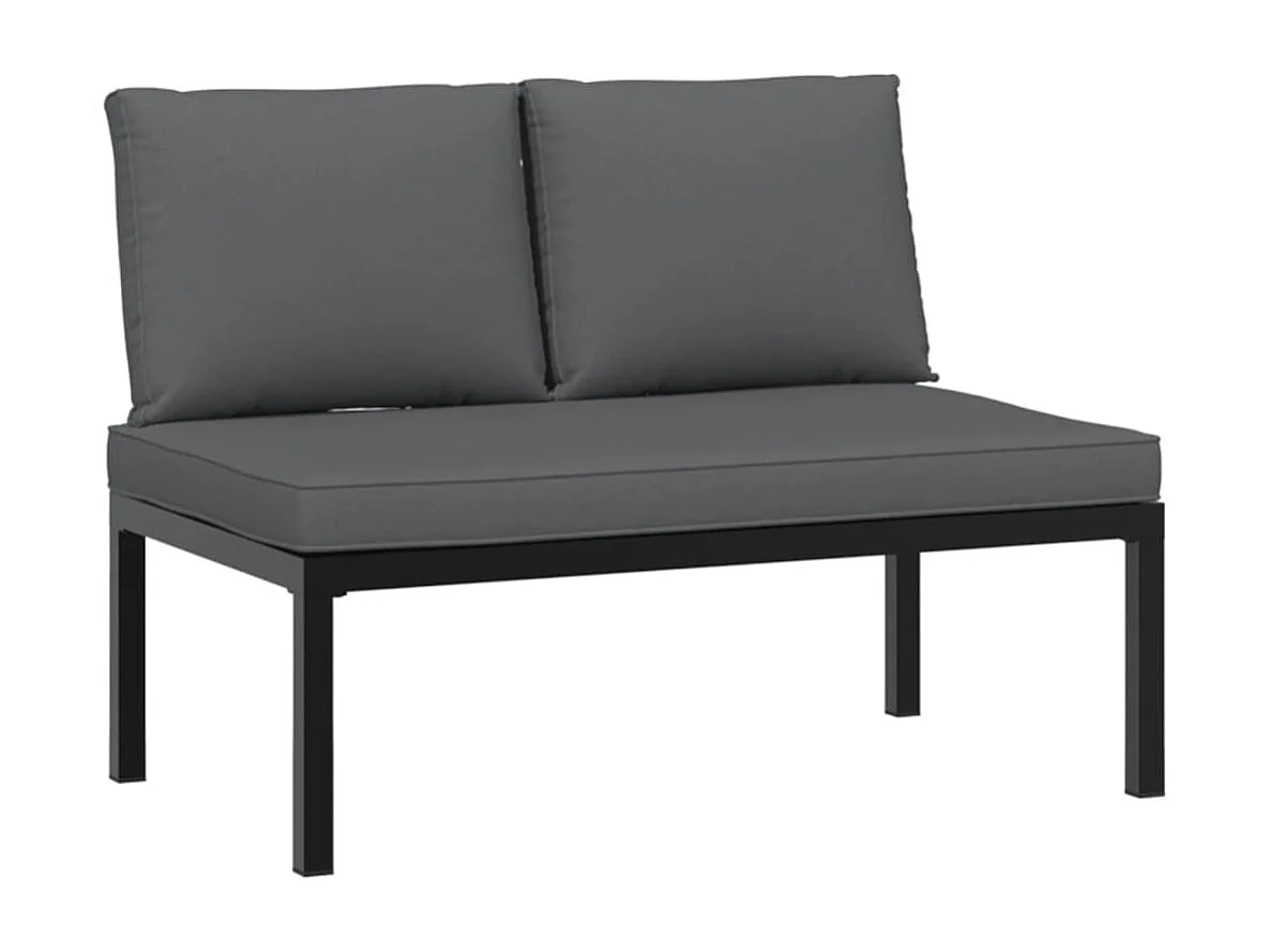 Salon de jardin 2 pcs avec coussins noir aluminium